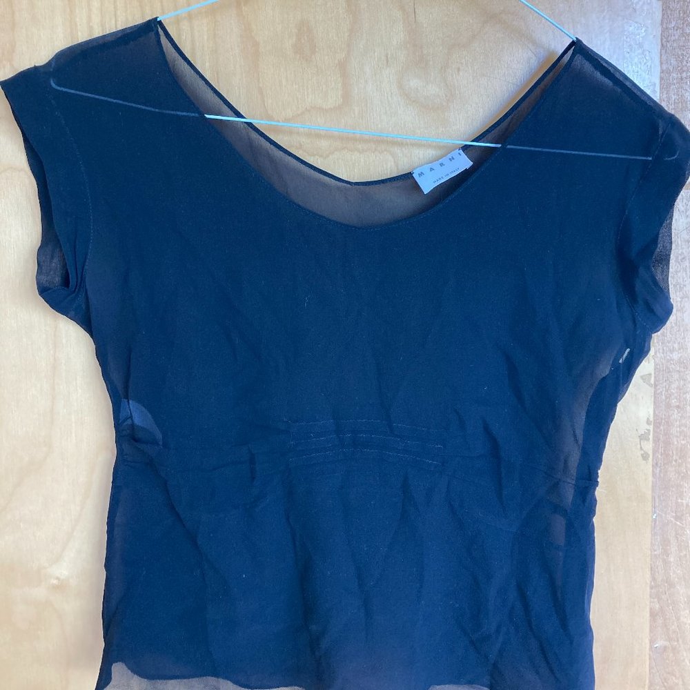 Sheer black Marni short sleeve top